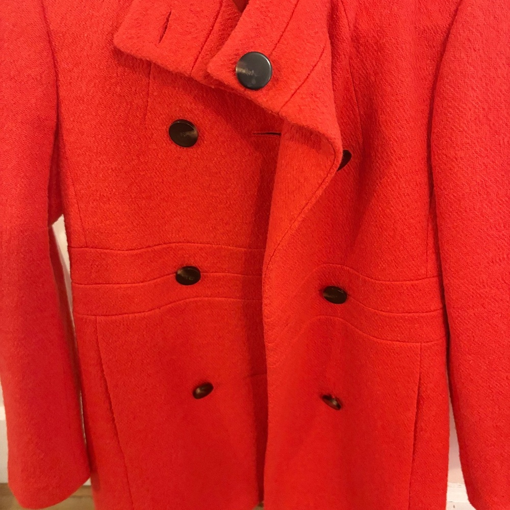 Ann Taylor bright orange xs wool/ polyester/ rayon top coat